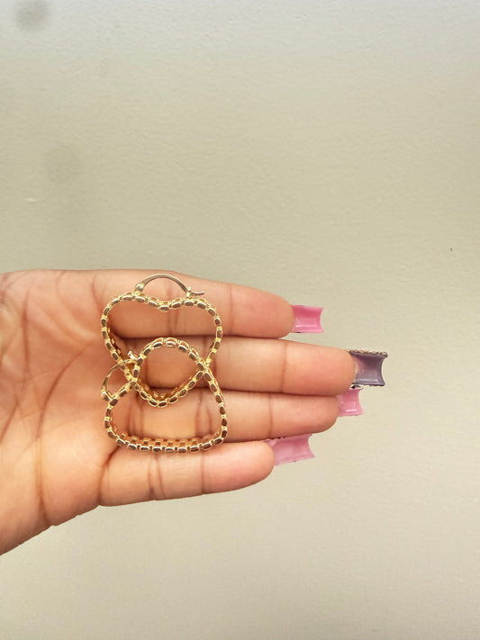 Cuban Heart Hoop Earrings